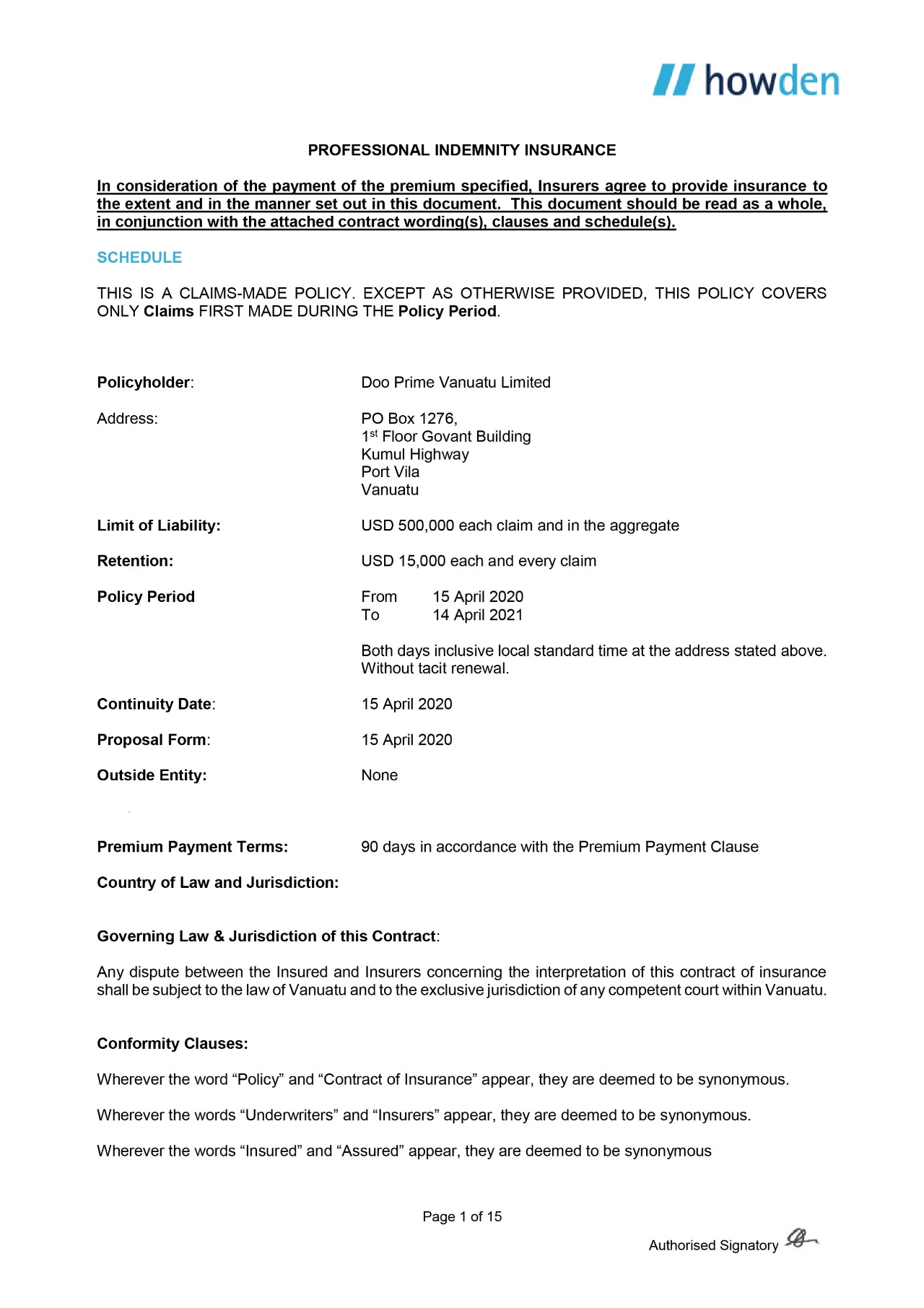 DooPrime德璞资本：50万美元专业责任赔偿保险2